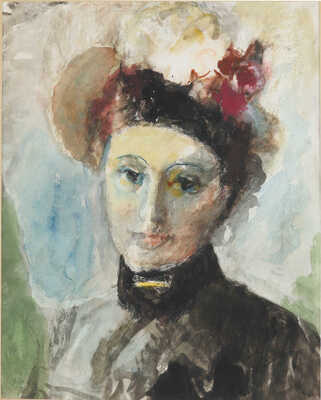 Фонвизин Артур Владимирович. Портрет дамы в шляпке, украшенной цветами